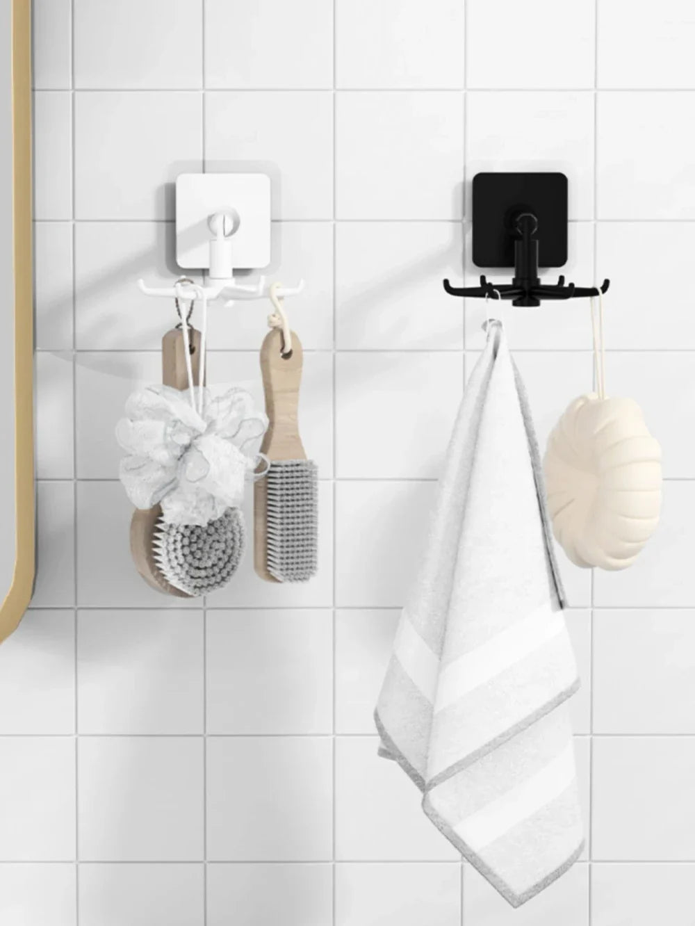 Close-up of rotating utensil hanger holding spoons and spatulas