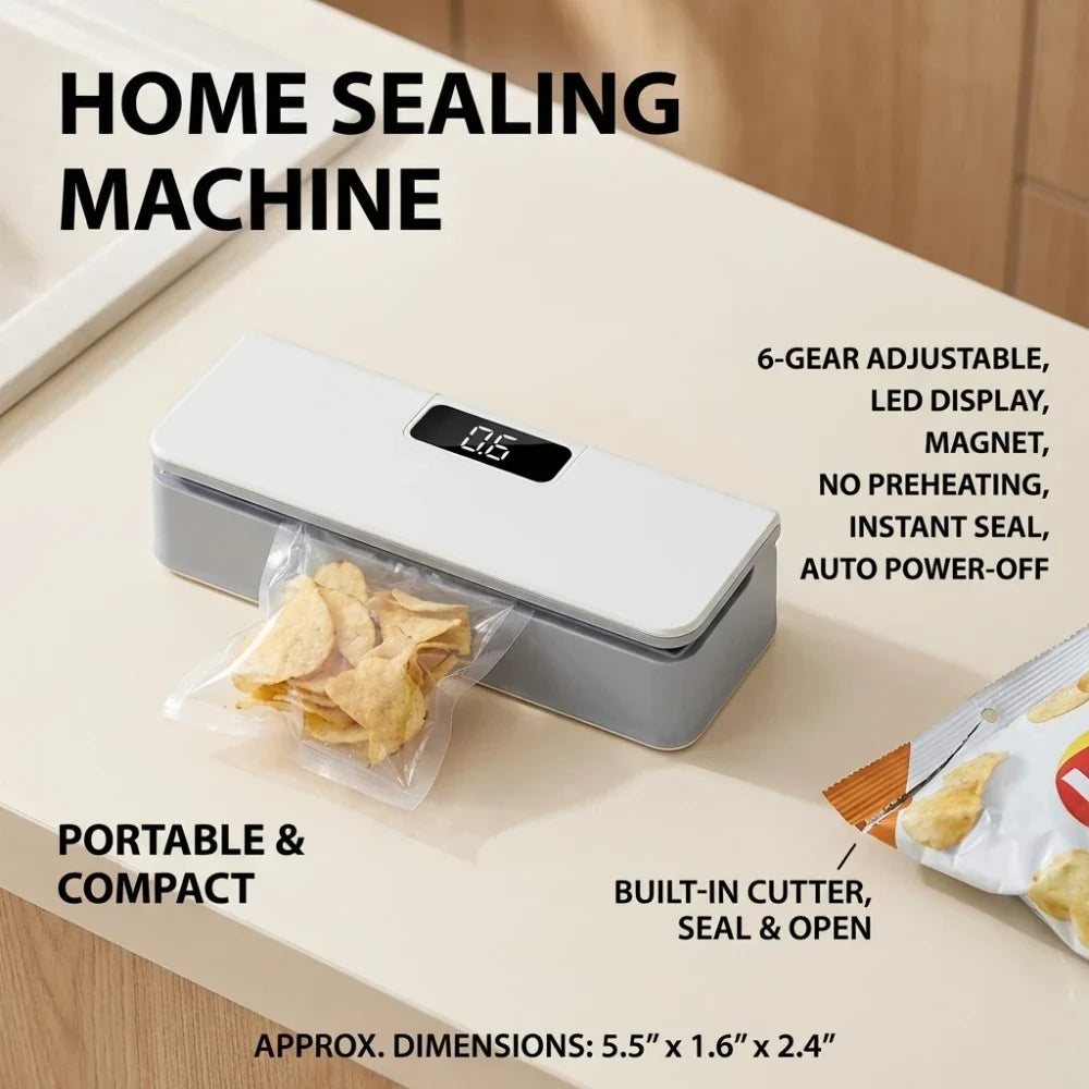 Close-up of bag sealer heating element sealing bag edge