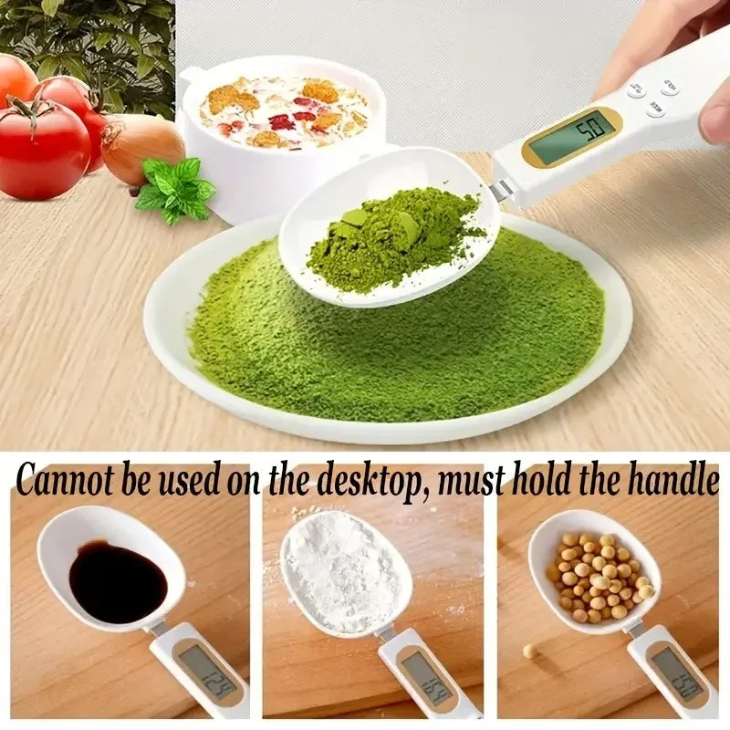 Digital measuring spoon scale set in red and white colors