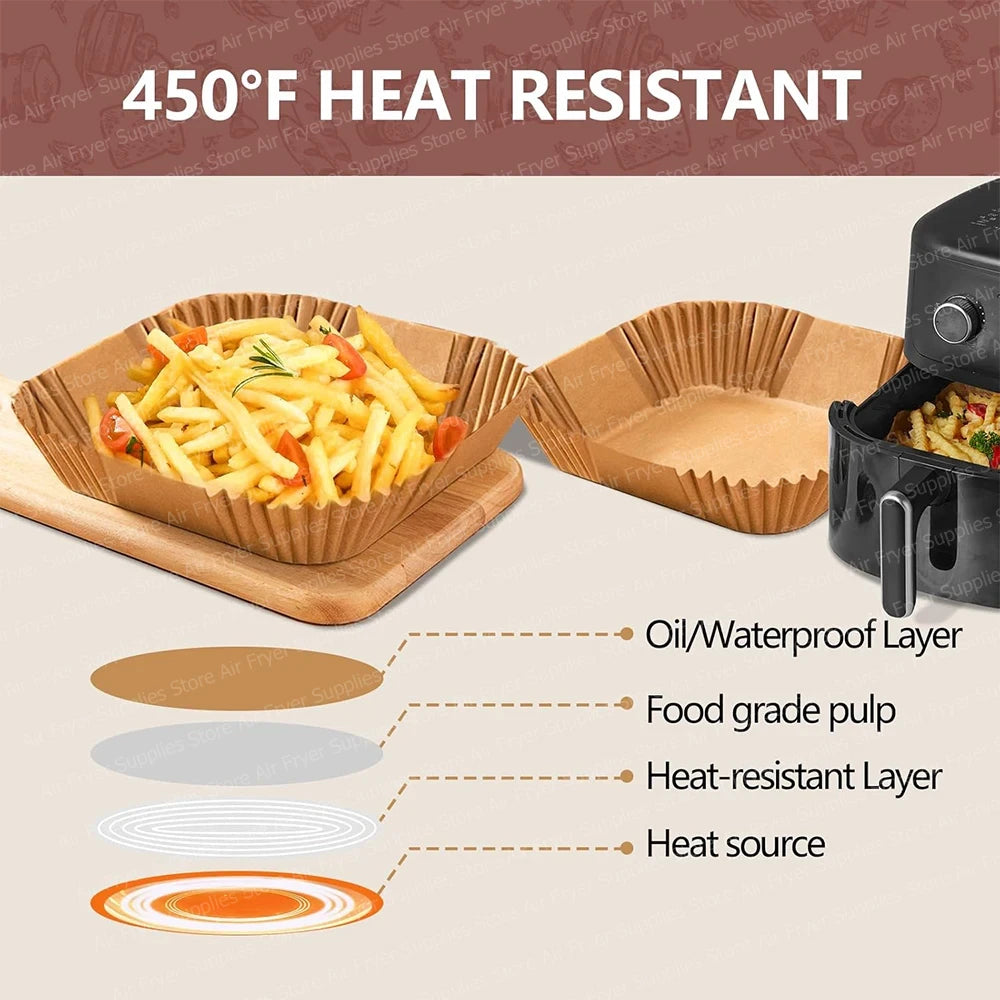 Air fryer parchment liner sized to fit basket
