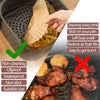 Food cooking on an air fryer parchment liner