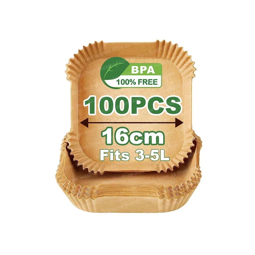 Air Fryer Parchment Paper Liners – 100-Pack Non-Stick Basket Liners