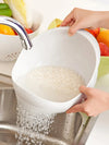 Rice washing drain basket draining rinsed rice