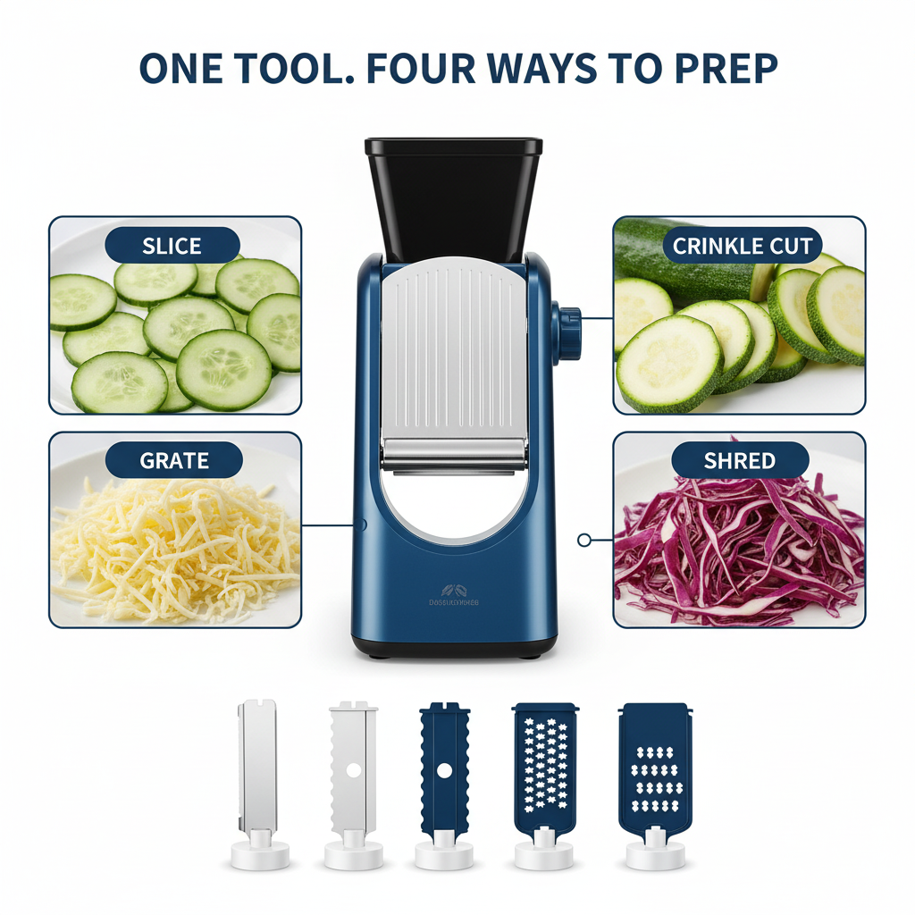 Vegetable slicer grating function close-up