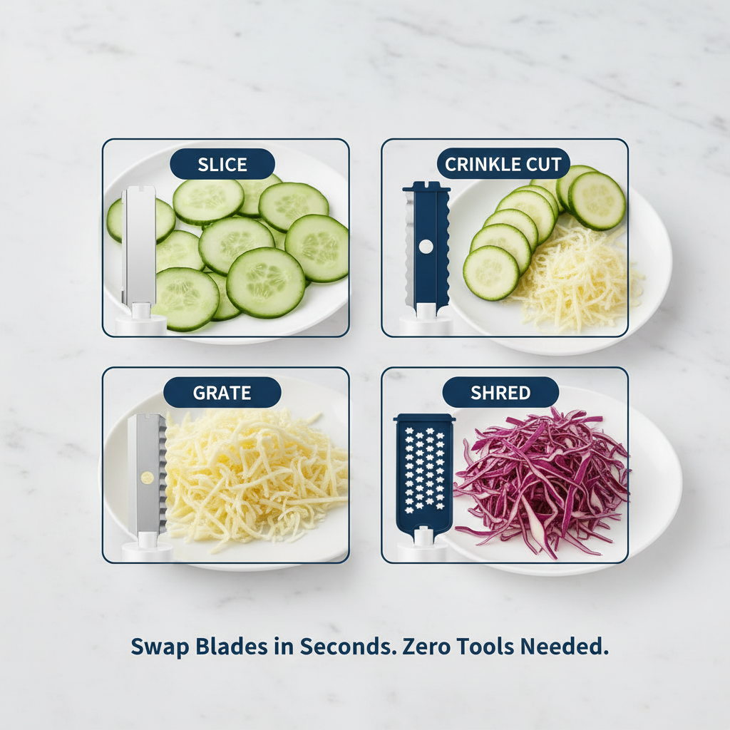 Vegetable slicer chopping function close-up