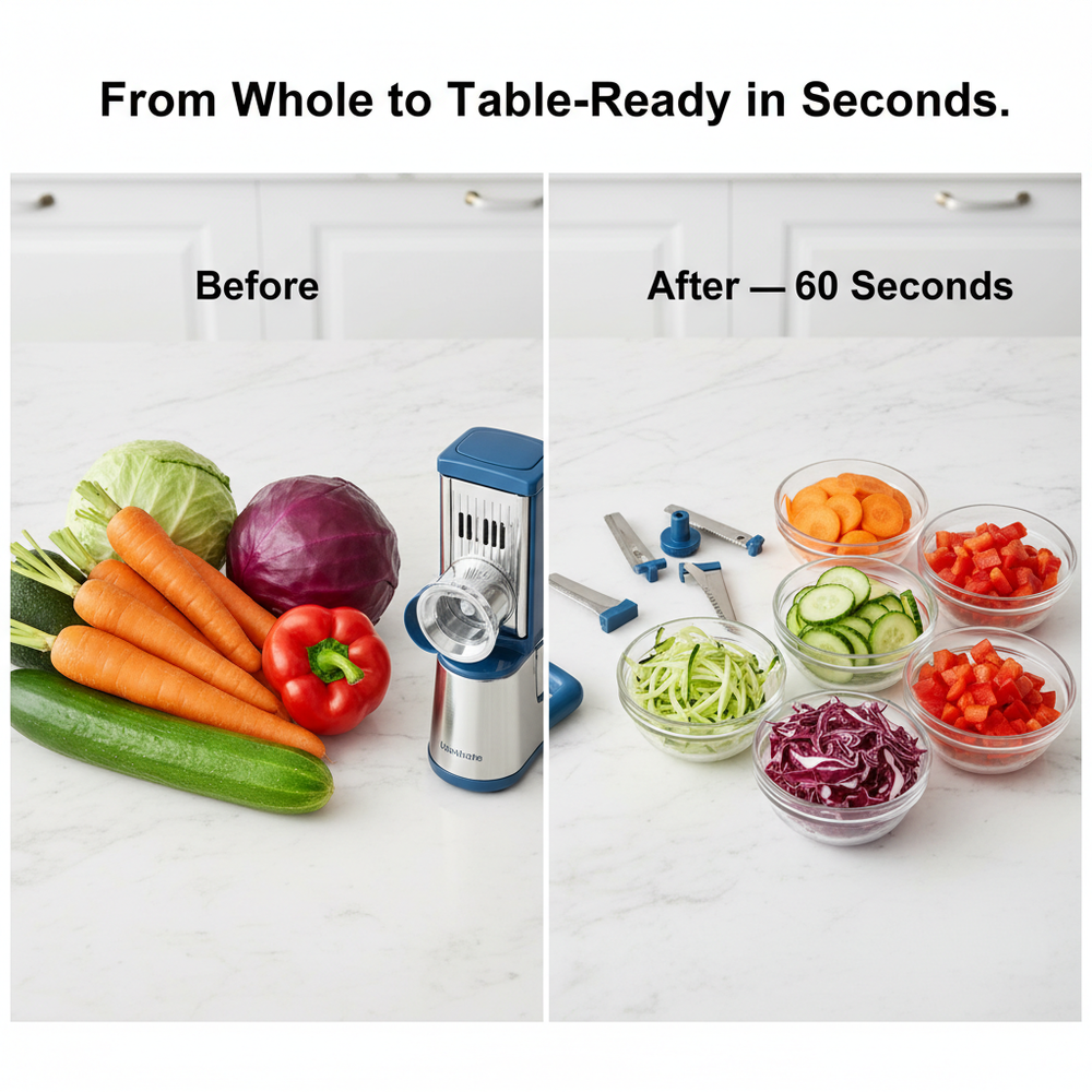 Folding vegetable slicer slicing vegetables