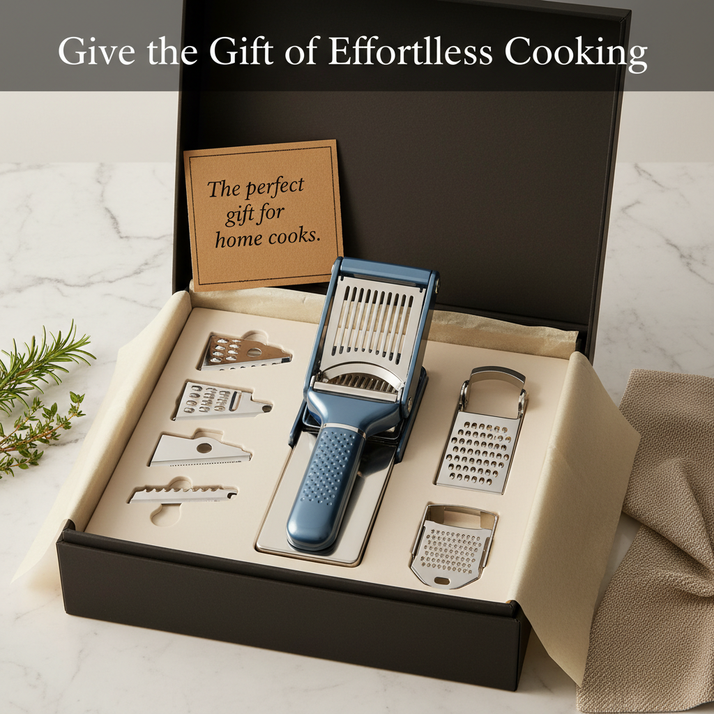 4-in-1 folding vegetable slicer open for use