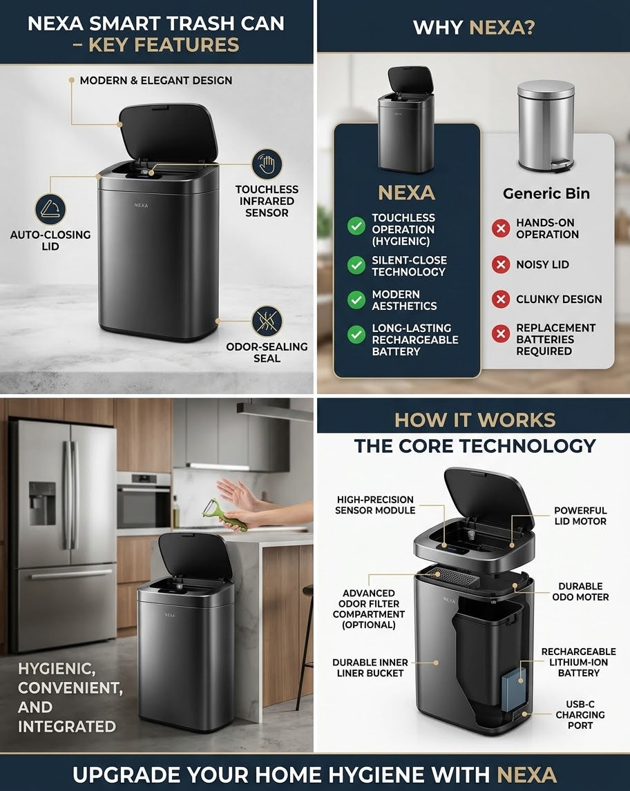 Smart Self-Sealing Trash Can with Auto-Bagging