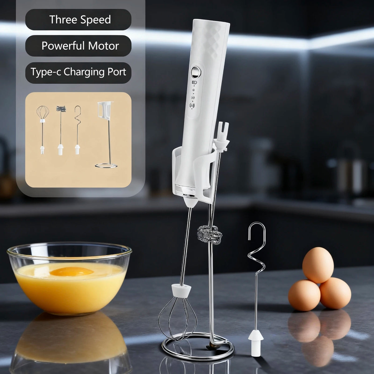 Rechargeable Handheld Milk Frother Wand – Electric Coffee Foam Maker
