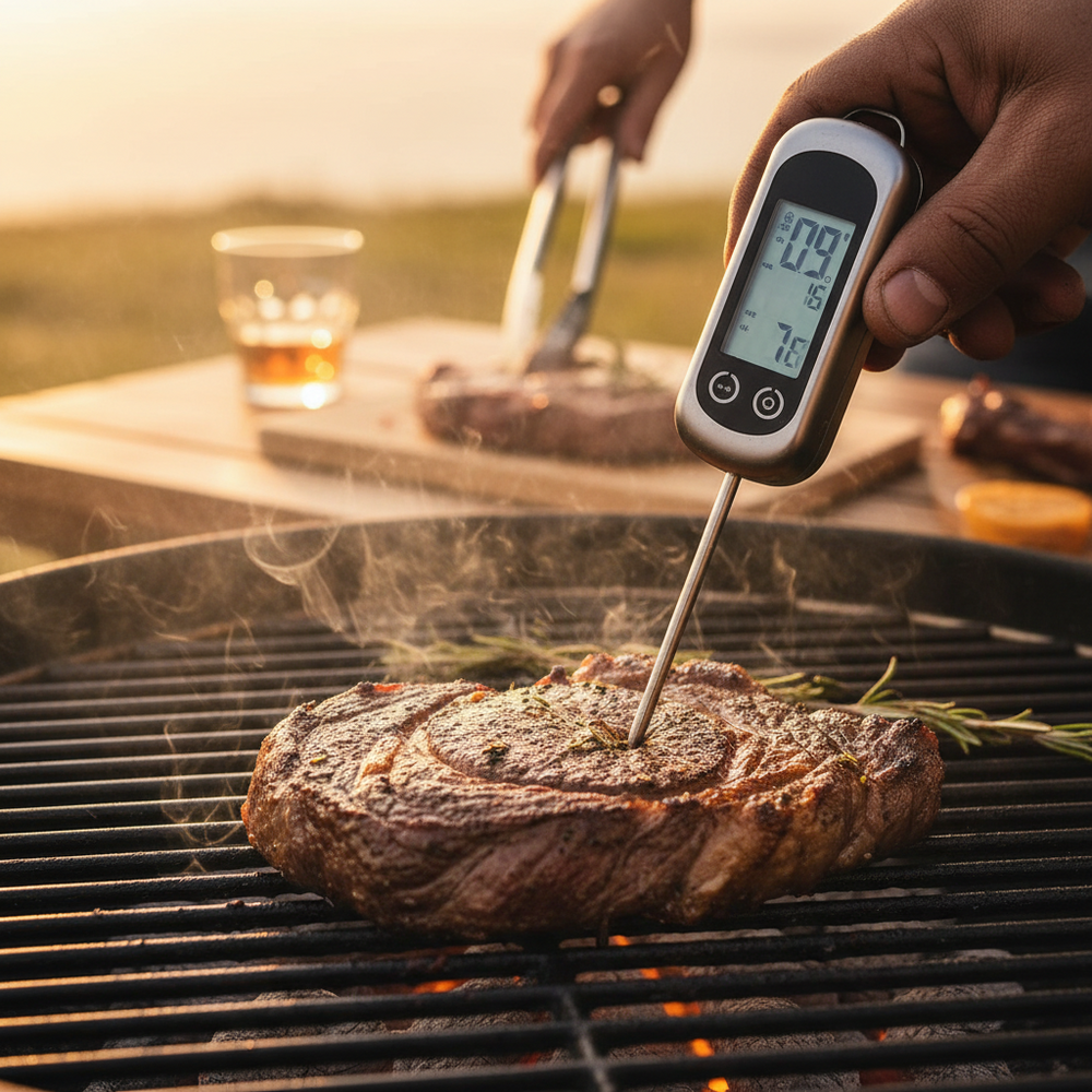 Waterproof instant read meat thermometer probe close-up