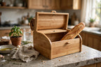 Bamboo Bread Box - Double-Layer Roll-Top Bread Storage