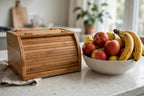 Bamboo Bread Box - Double-Layer Roll-Top Bread Storage