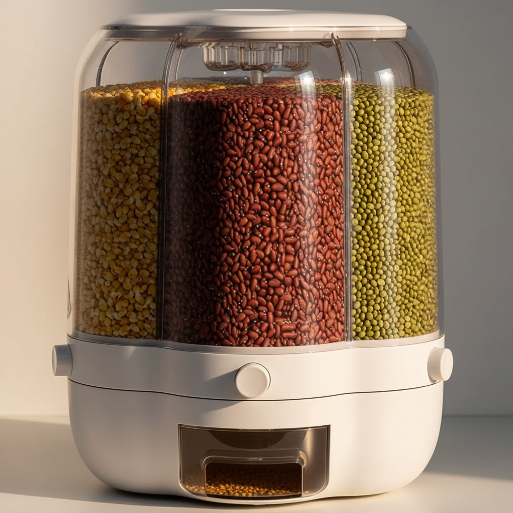 Close-up of the dispenser compartments and controls
