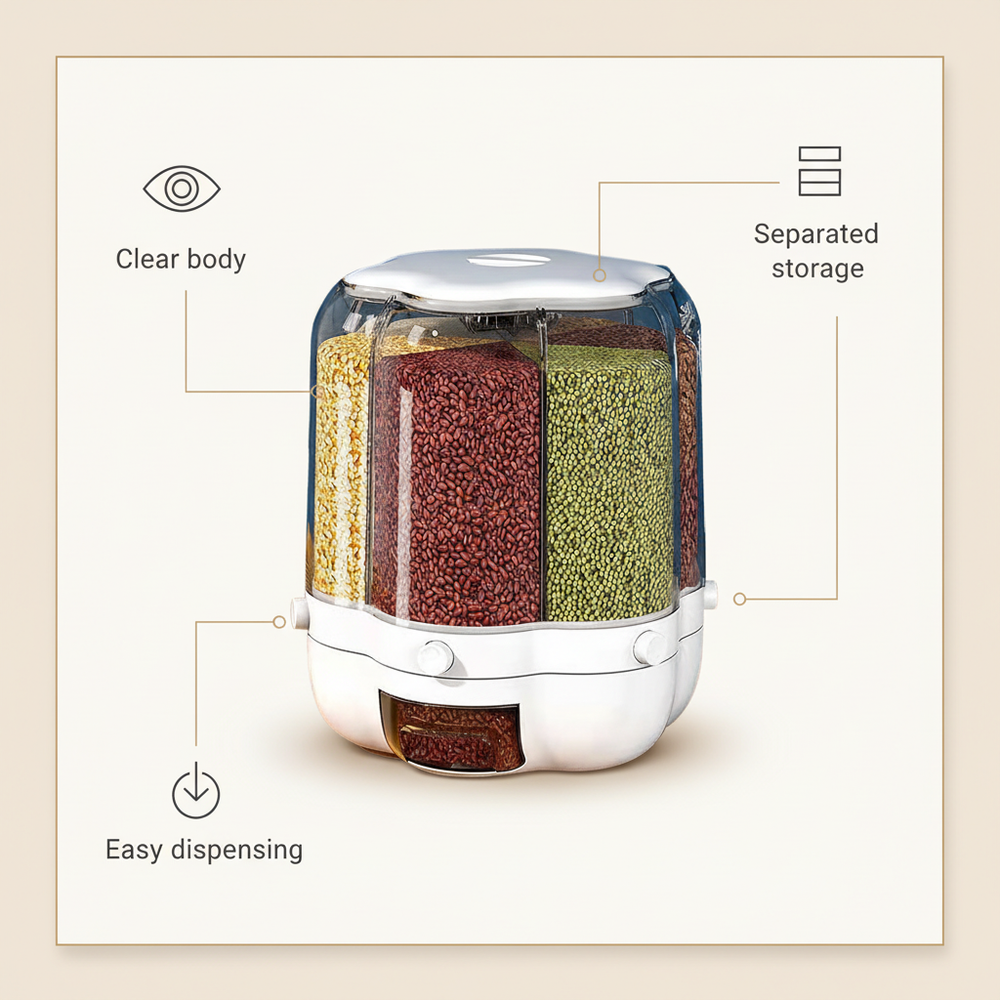 Grain dispenser feature infographic