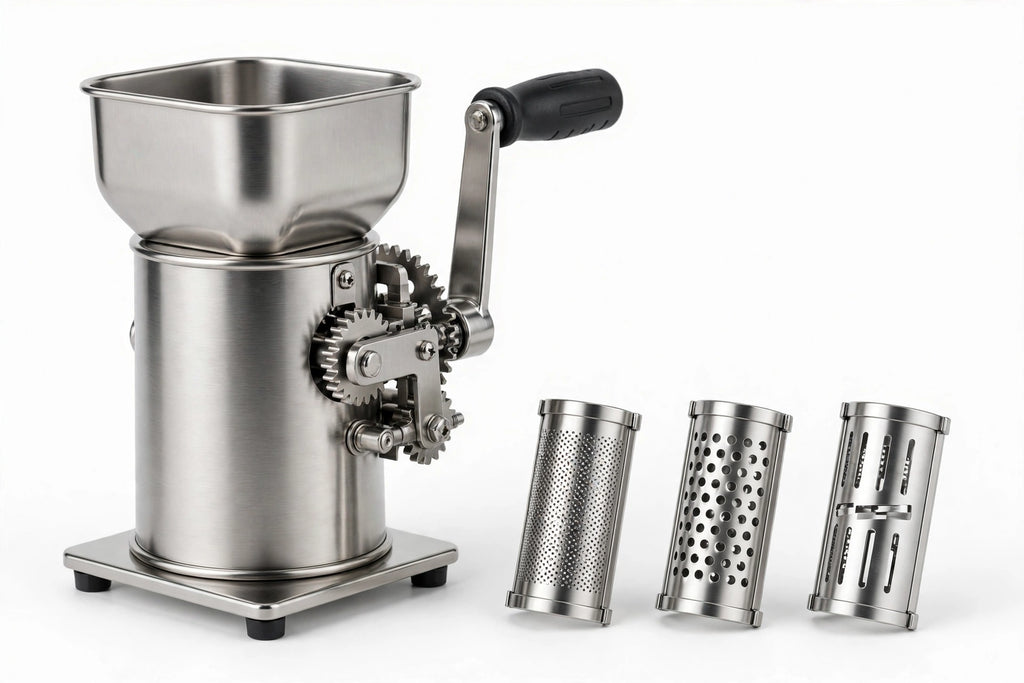 Stainless Steel Rotary Cheese Grater – Hand Crank Drum Grater