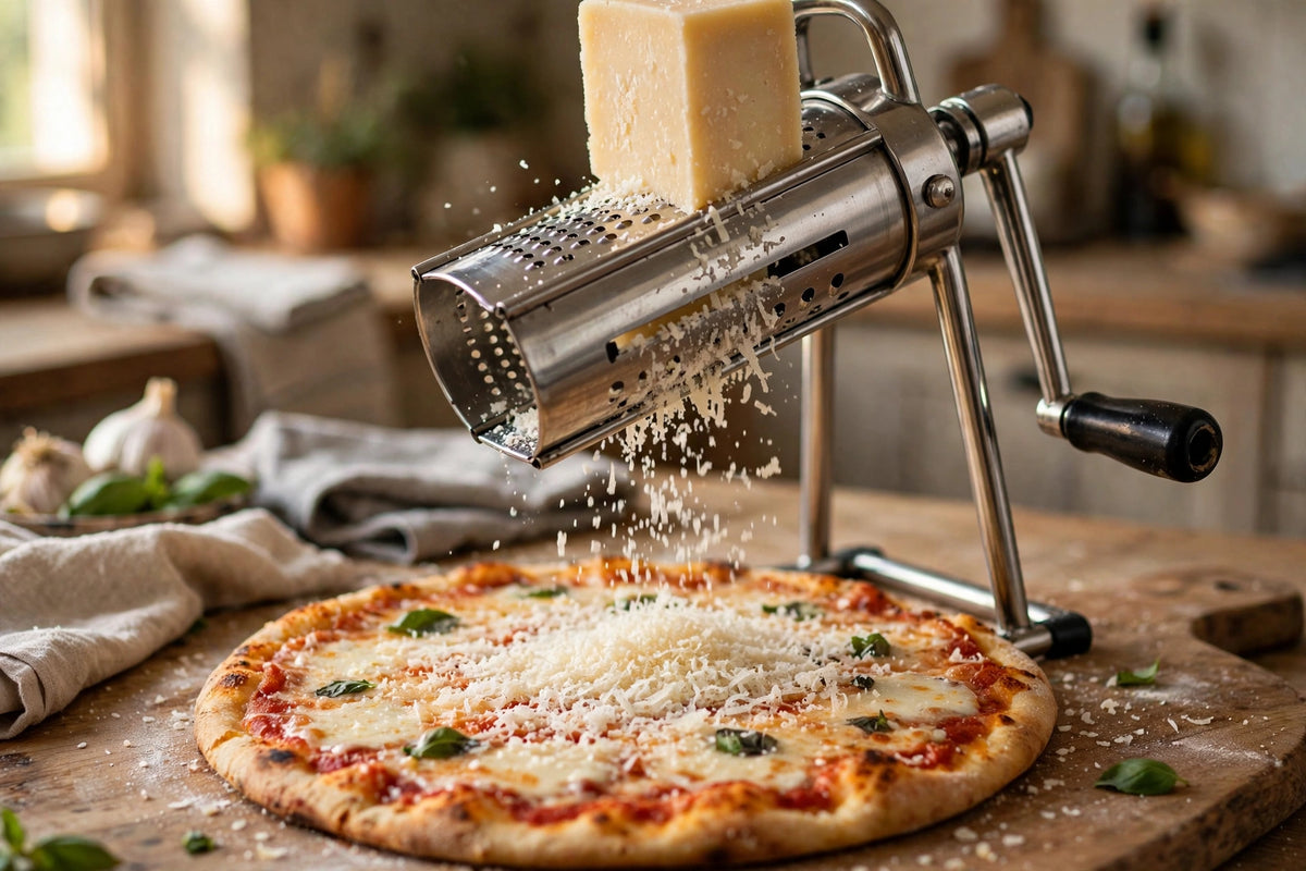 Stainless Steel Rotary Cheese Grater – Hand Crank Drum Grater