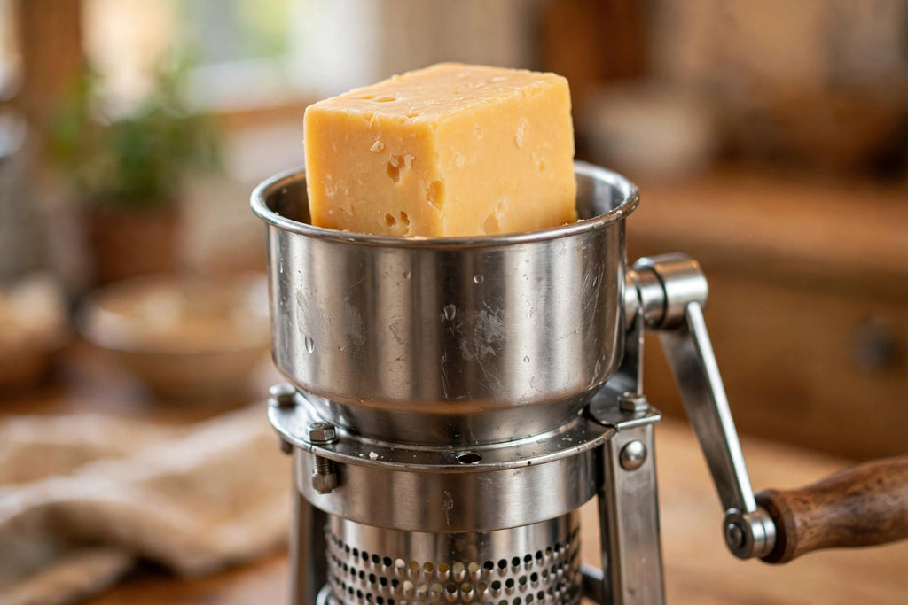 Stainless Steel Rotary Cheese Grater – Hand Crank Drum Grater