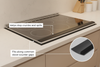 Expandable silicone stove gap guards installed along a common stove-counter gap with a close-up product inset