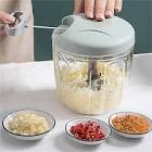Manual pull-cord garlic chopper and vegetable mincer