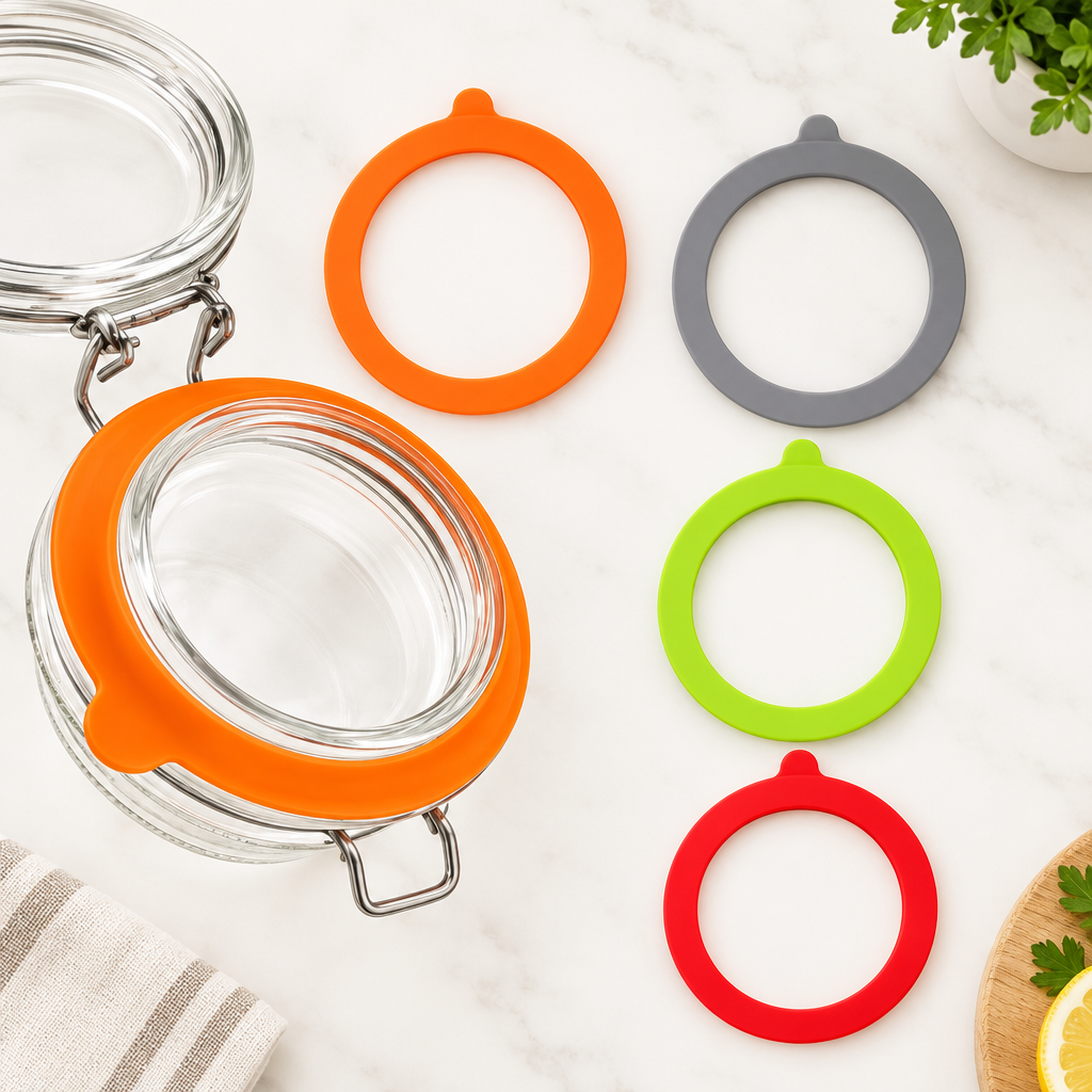 Jar-sealing rings flat lay