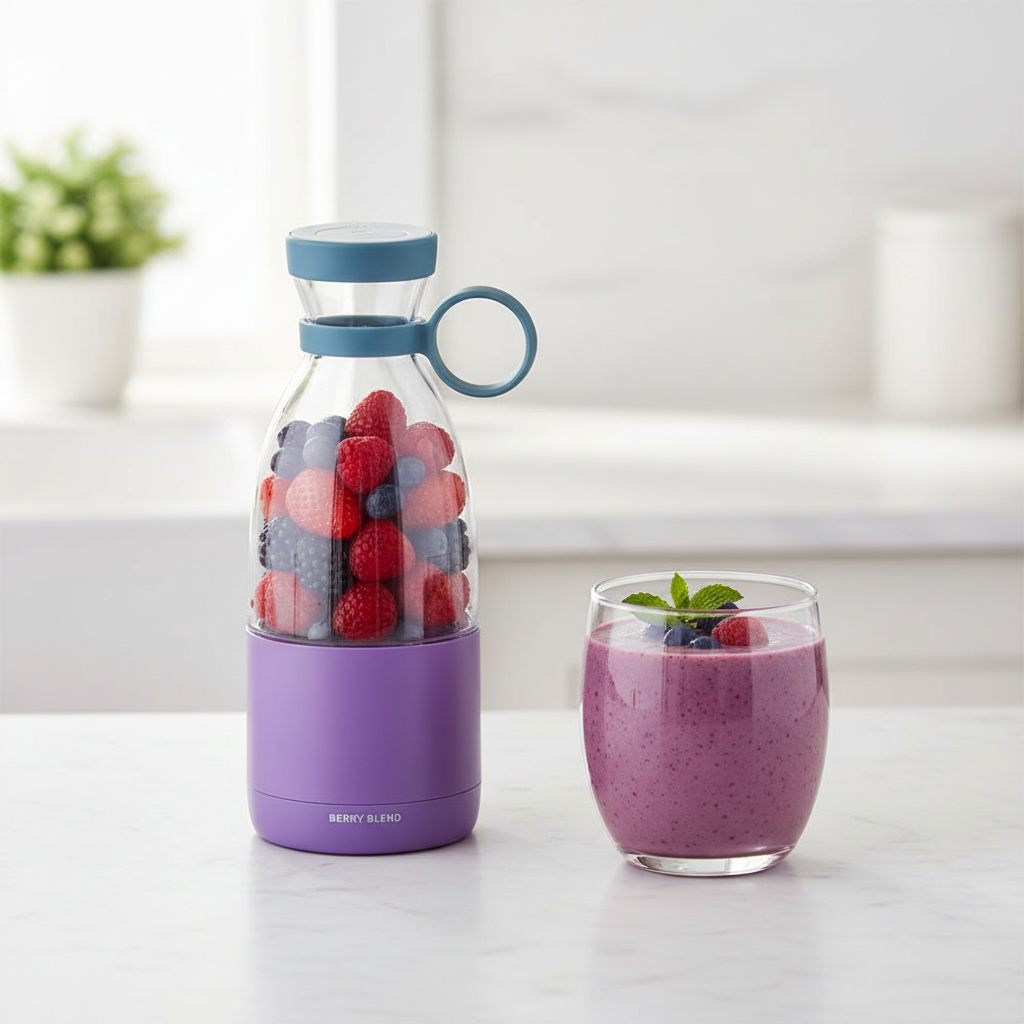 Portable electric blender, 420ml with 6 blades