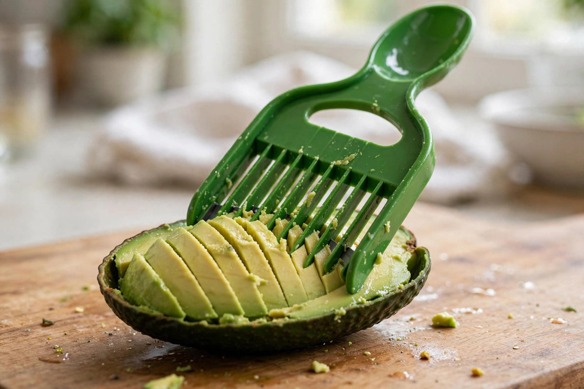 3-in-1 Avocado Slicer - slicing action close-up