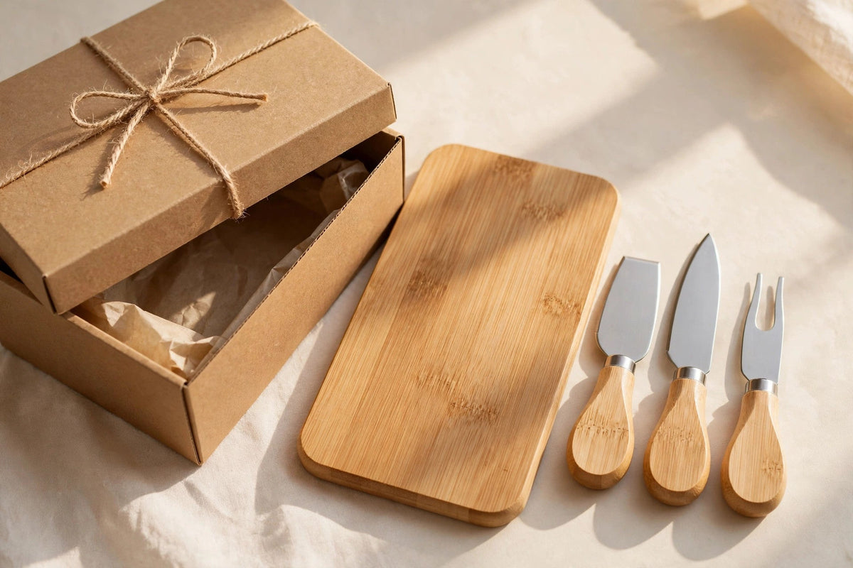 Bamboo Charcuterie Board Set - gift-ready packaging
