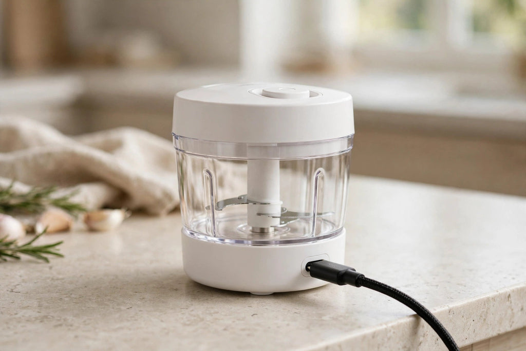 USB Rechargeable Mini Food Chopper - Electric - USB-C charging on counter