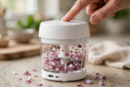 USB Rechargeable Mini Food Chopper - Electric - chopping red onions mid-action