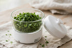 USB Rechargeable Mini Food Chopper - Electric - bowl of chopped fresh herbs