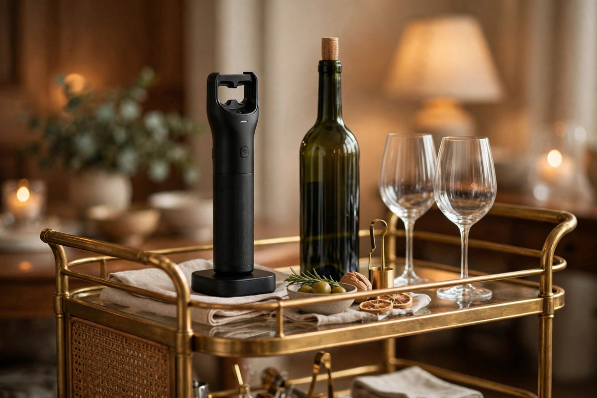 Electric Wine Opener - styled bar cart scene
