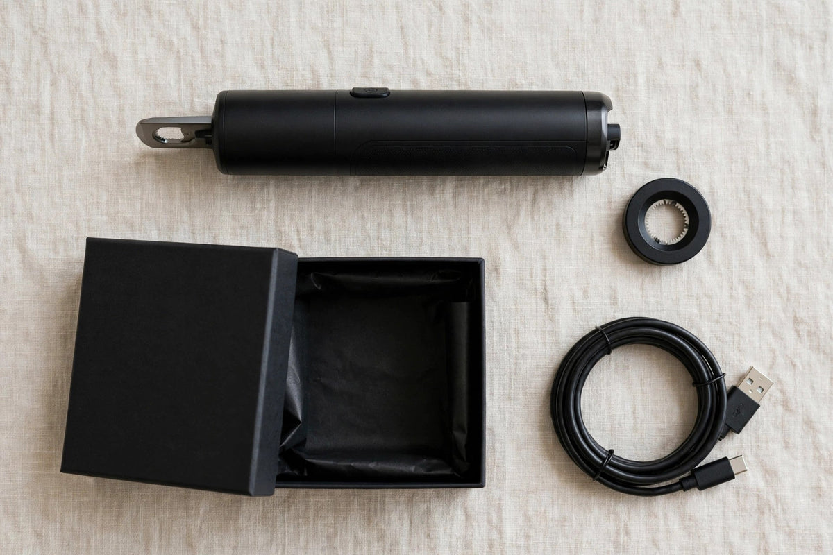 Electric Wine Opener - whats in the box flat lay