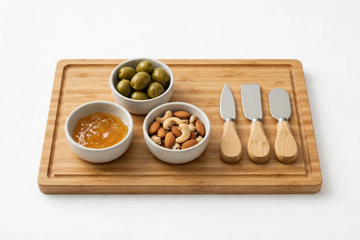 Bamboo Charcuterie Board Set with Cheese Knives