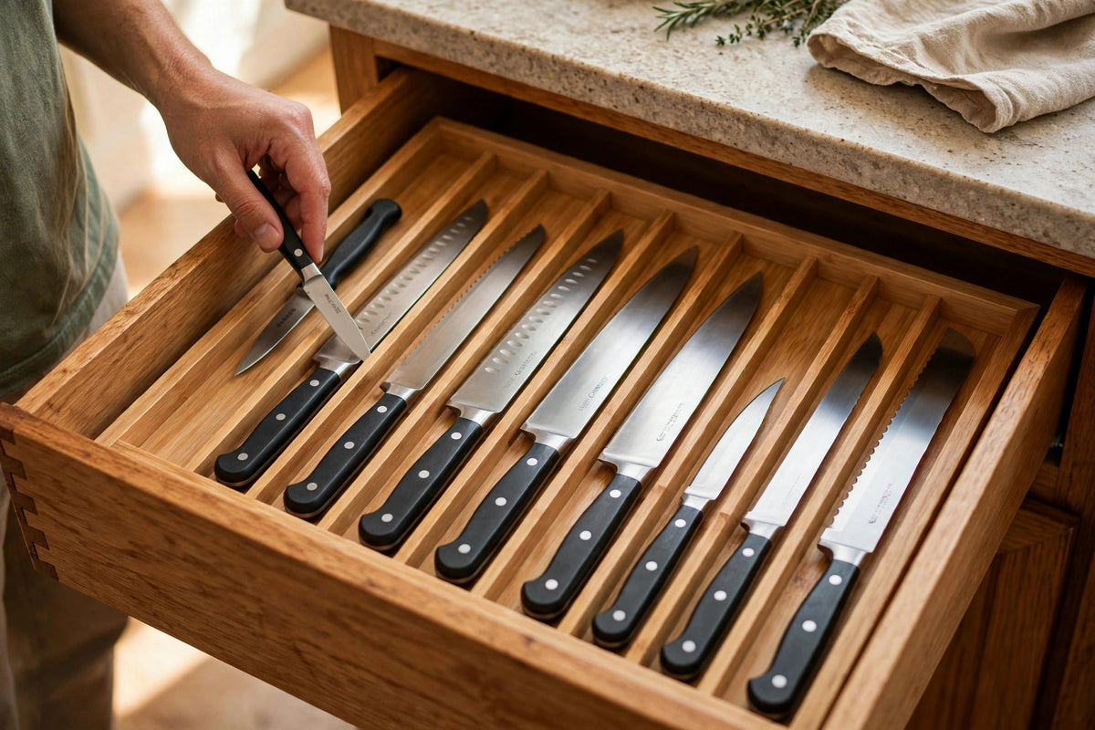 In-Drawer Bamboo Knife Organizer Dock - photo 2