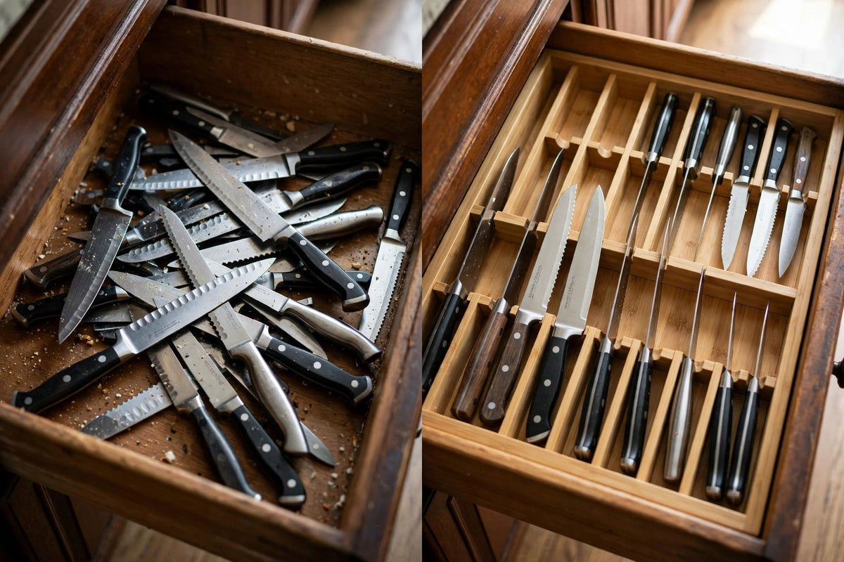 In-Drawer Bamboo Knife Organizer Dock - photo 5