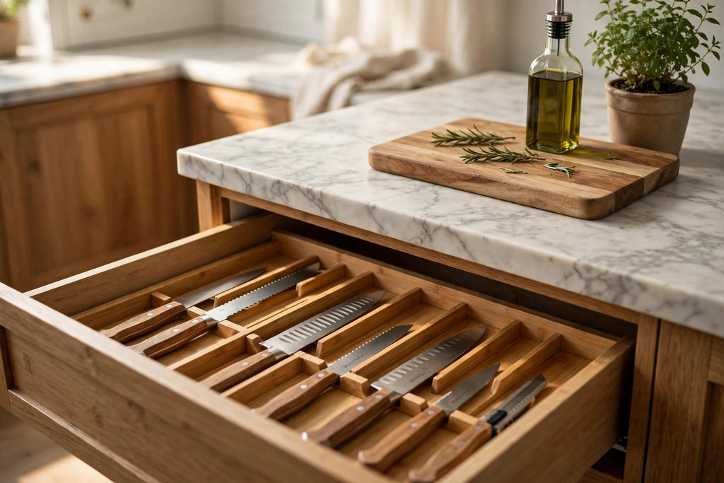 In-Drawer Bamboo Knife Organizer Dock - photo 7