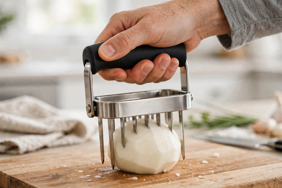 Onion Holder Slicer – Stainless Vegetable Slice Guide