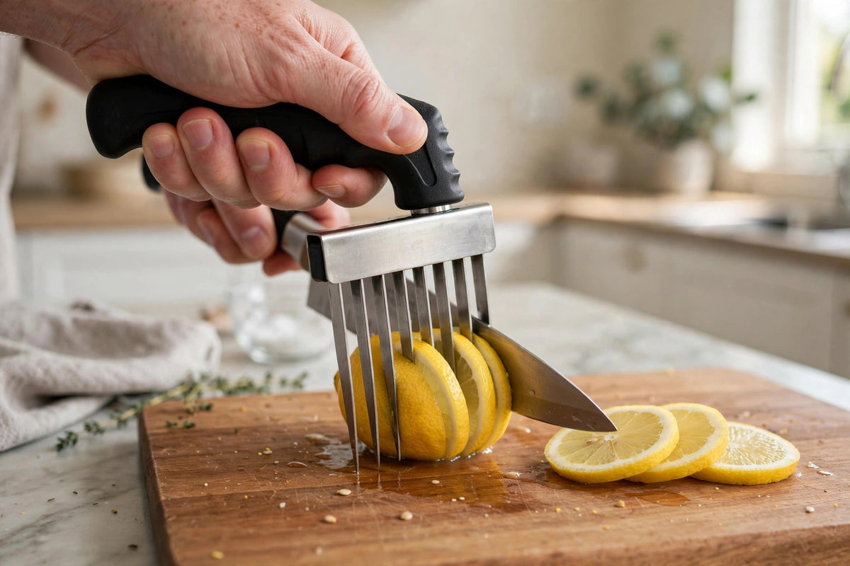 Onion Holder Slicer – Stainless Vegetable Slice Guide