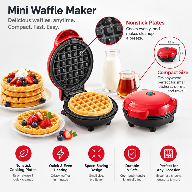 Mini waffle maker infographic