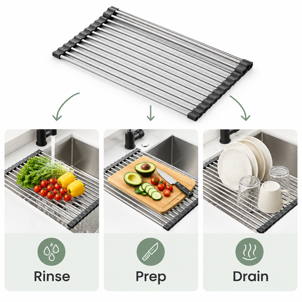 Rinse, prep, drain infographic