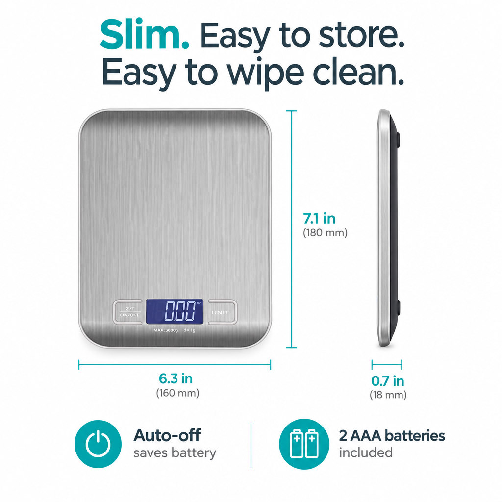Slim design and battery infographic