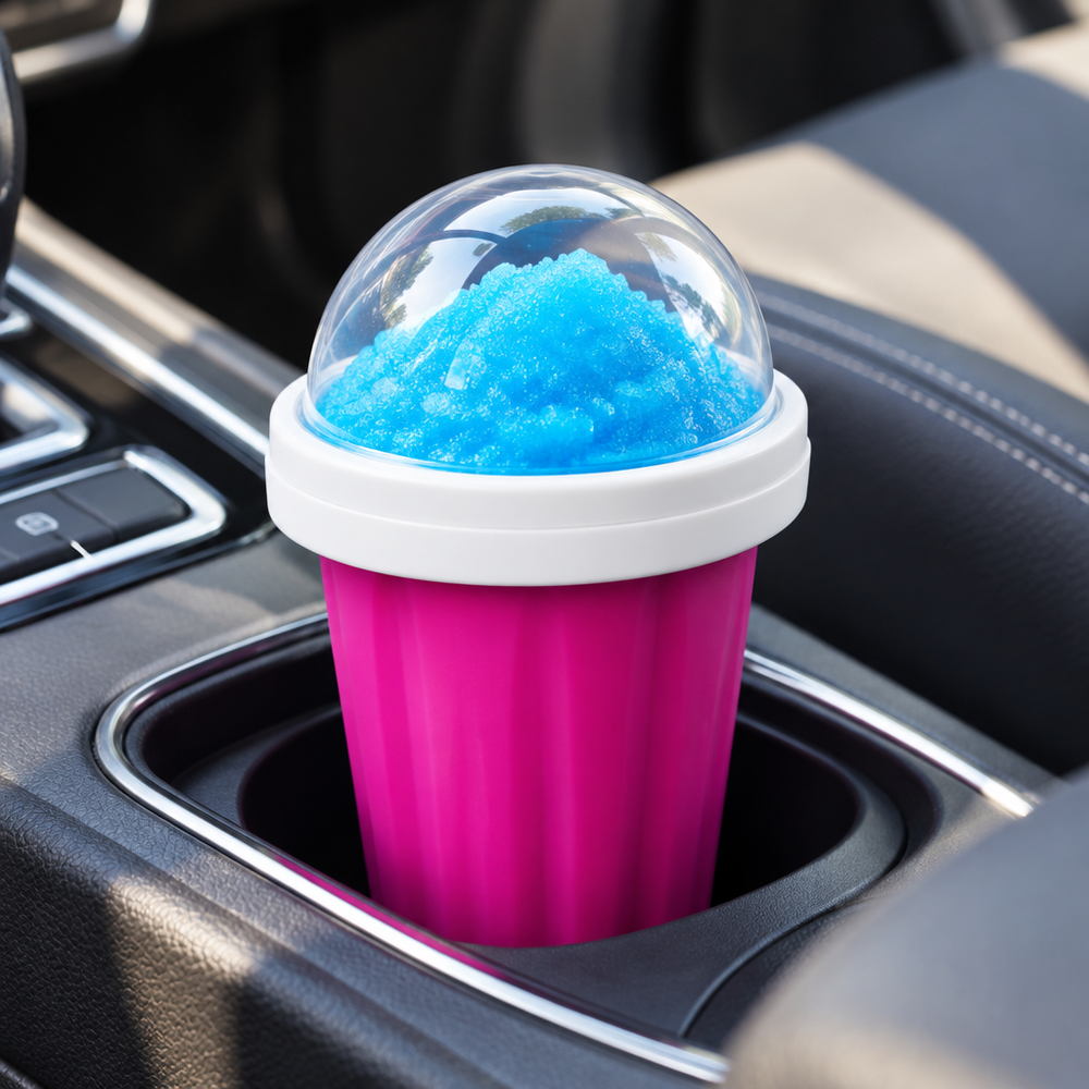 Slushie cup in car cup holder