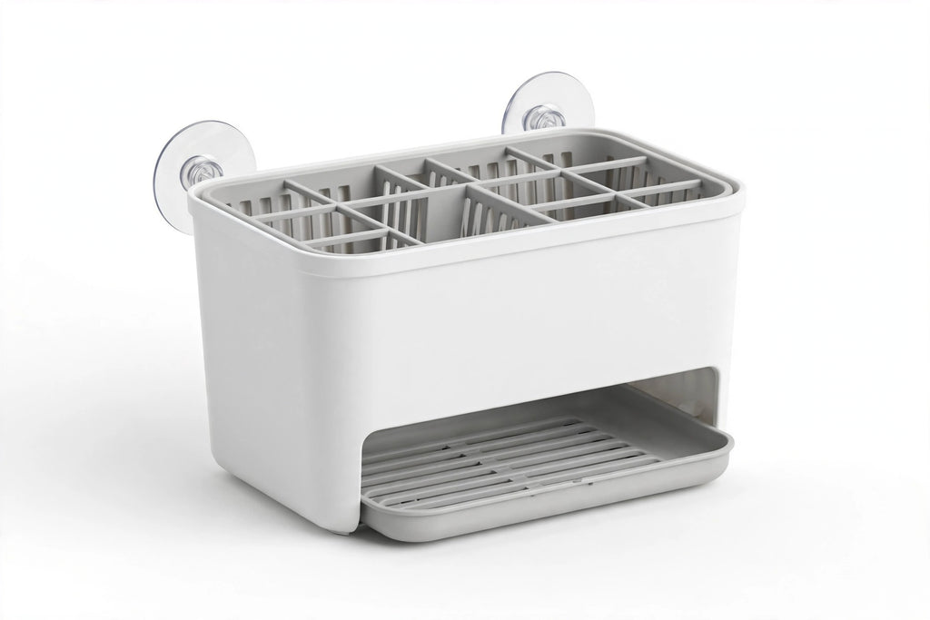 Sink Sponge Holder with Drain Tray – Suction Caddy Organizer
