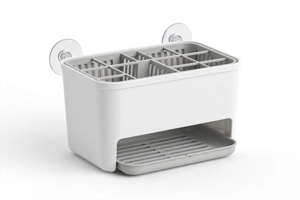 Sink Sponge Holder with Drain Tray – Suction Caddy Organizer