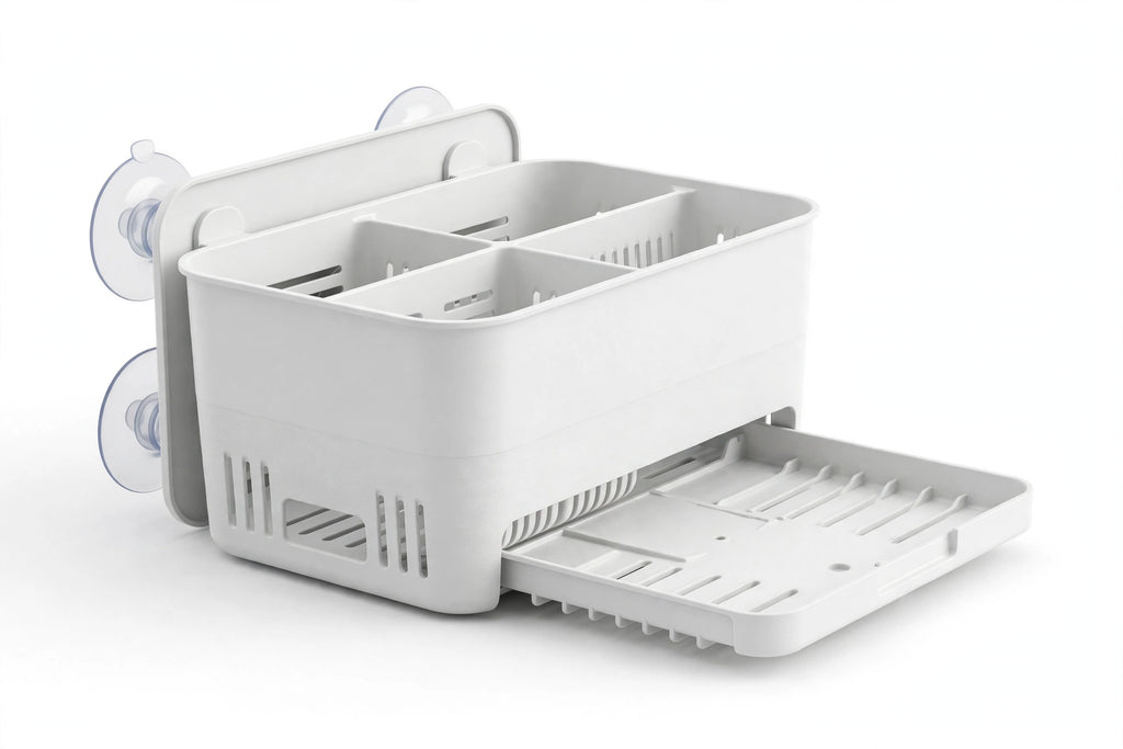 Sink Sponge Holder with Drain Tray – Suction Caddy Organizer