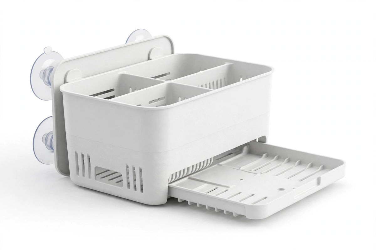 Sink Sponge Holder with Drain Tray – Suction Caddy Organizer